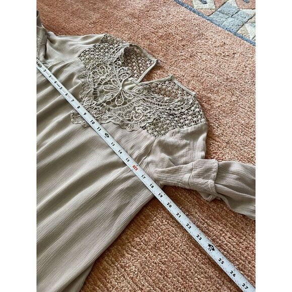 Madewell Bohemian Style  Beige Mini Hippie Bell Sleeve Dress Size M - Picture 4 of 9